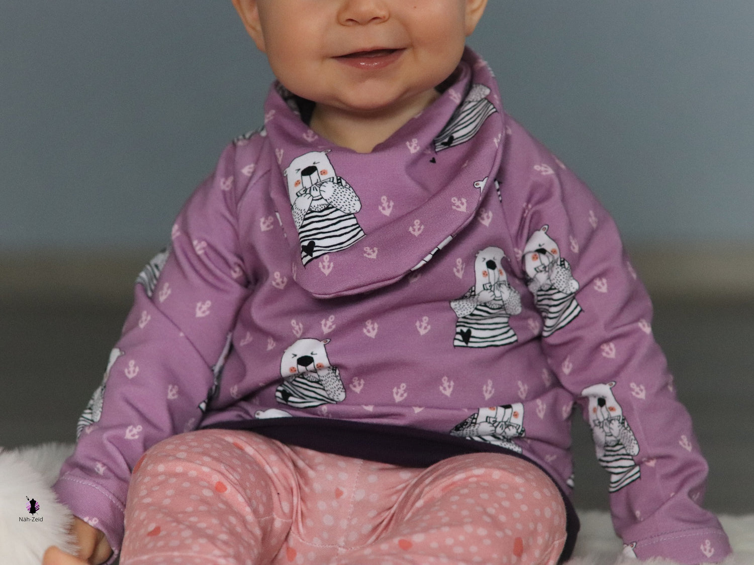 0,5m Bio-Sommersweat Zitronenbär mauve 