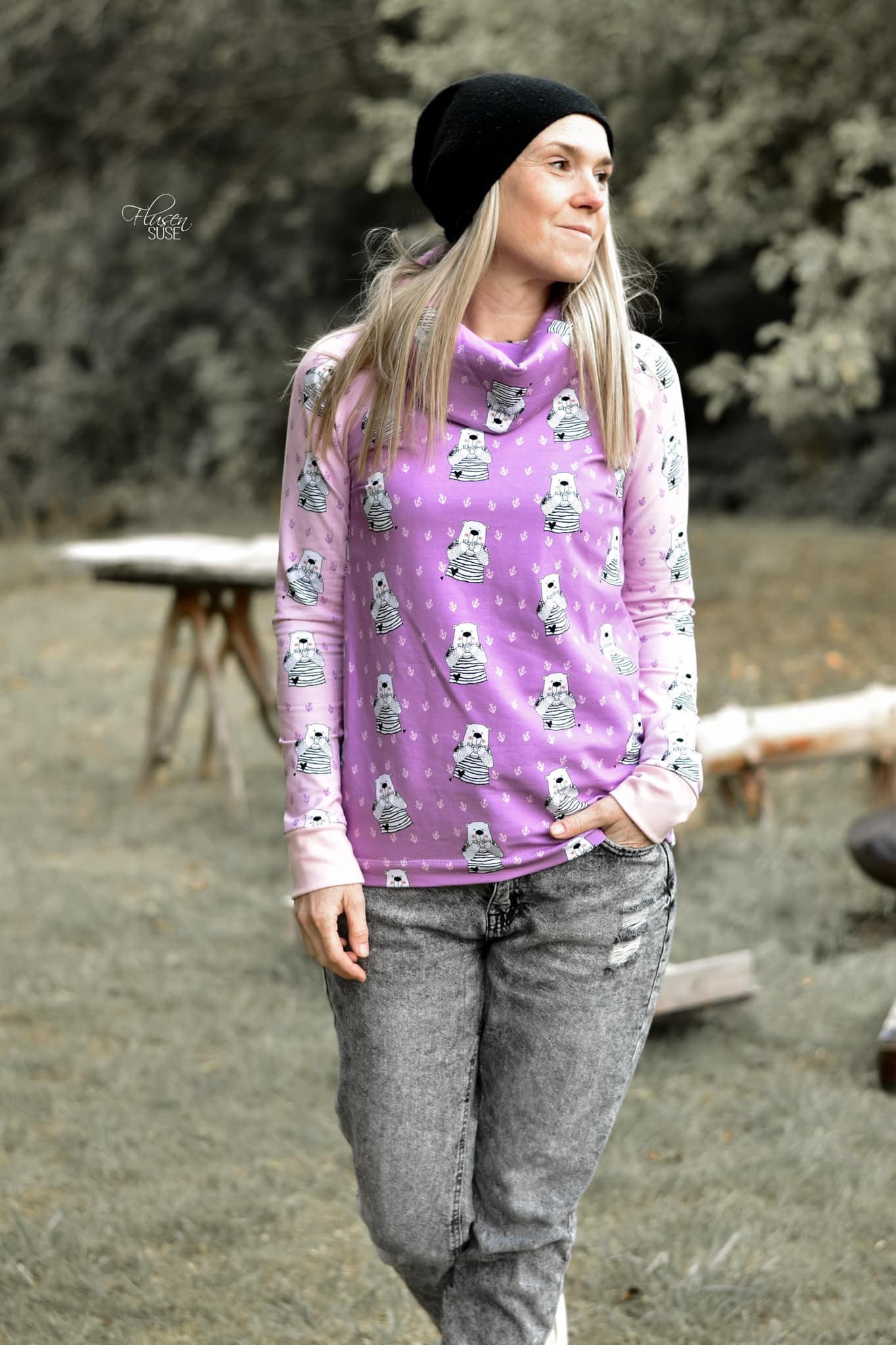 0,5m Bio-Sommersweat Zitronenbär mauve 