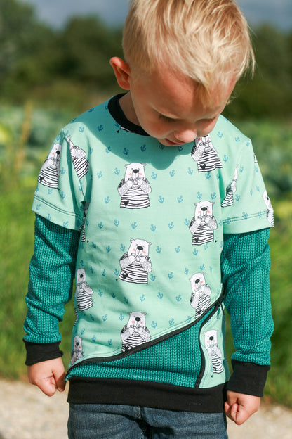 0,5m Bio-Sommersweat Zitronenbär mint (