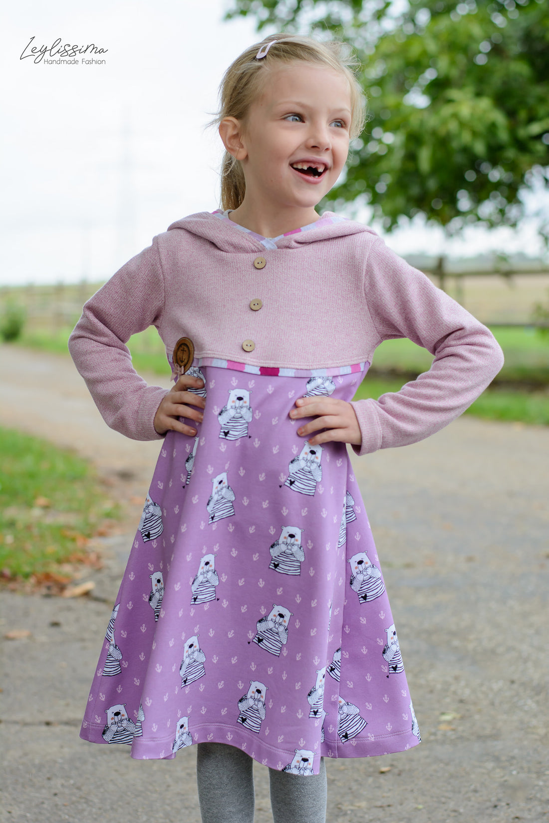 0,5m Bio-Sommersweat Zitronenbär mauve 