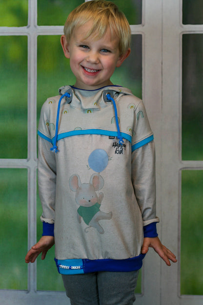 Bio-Jersey Kleine Maus mit T-Shirt – Rapport ca. 55-60 cm lang