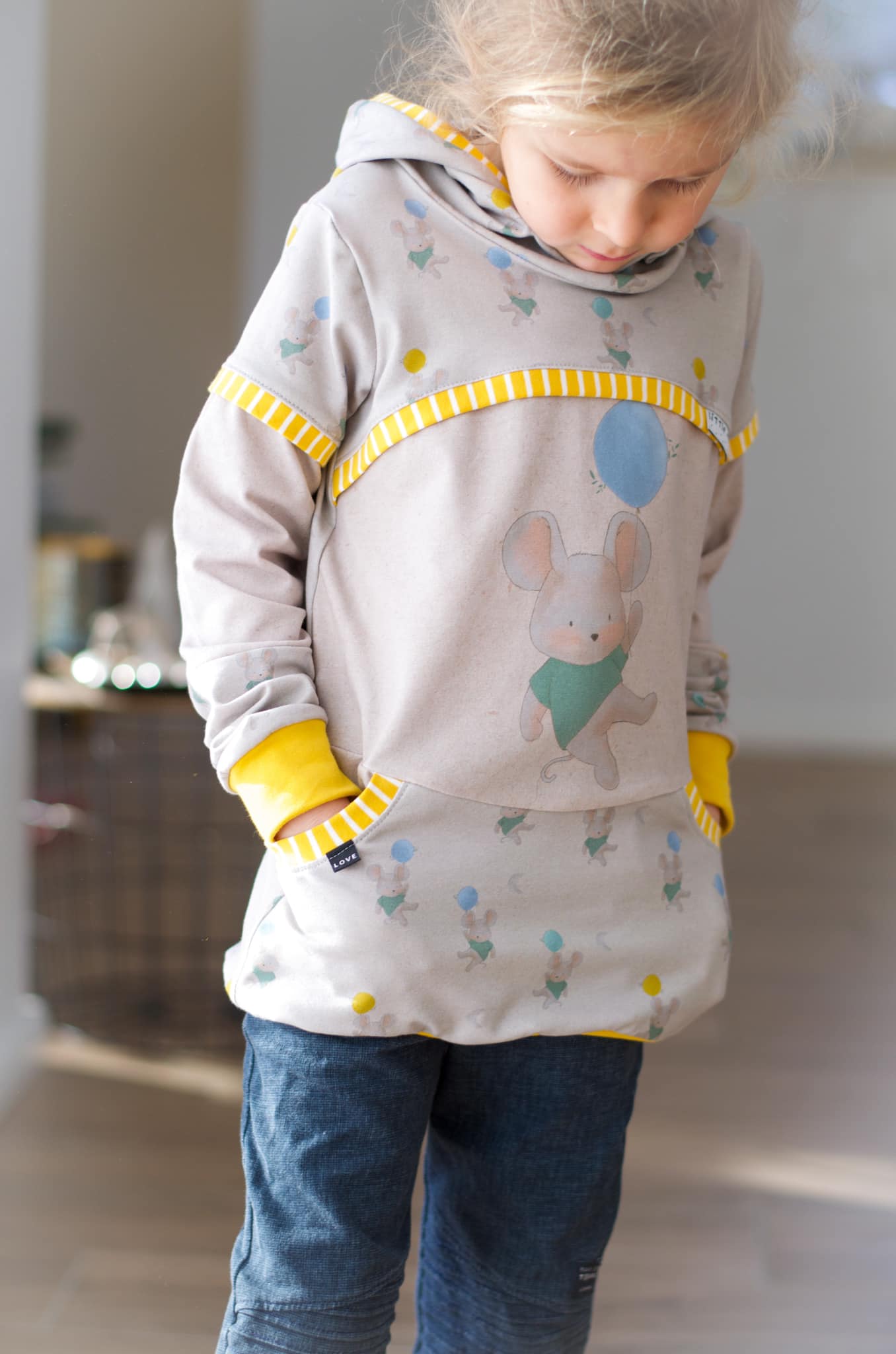 Bio-Jersey Kleine Maus mit T-Shirt – Rapport ca. 55-60 cm lang