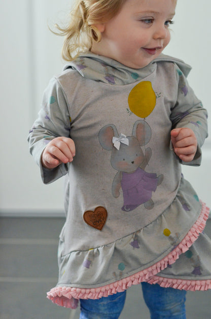 Bio-Jersey Kleine Maus mit Kleid – Rapport ca. 55-60 cm lang