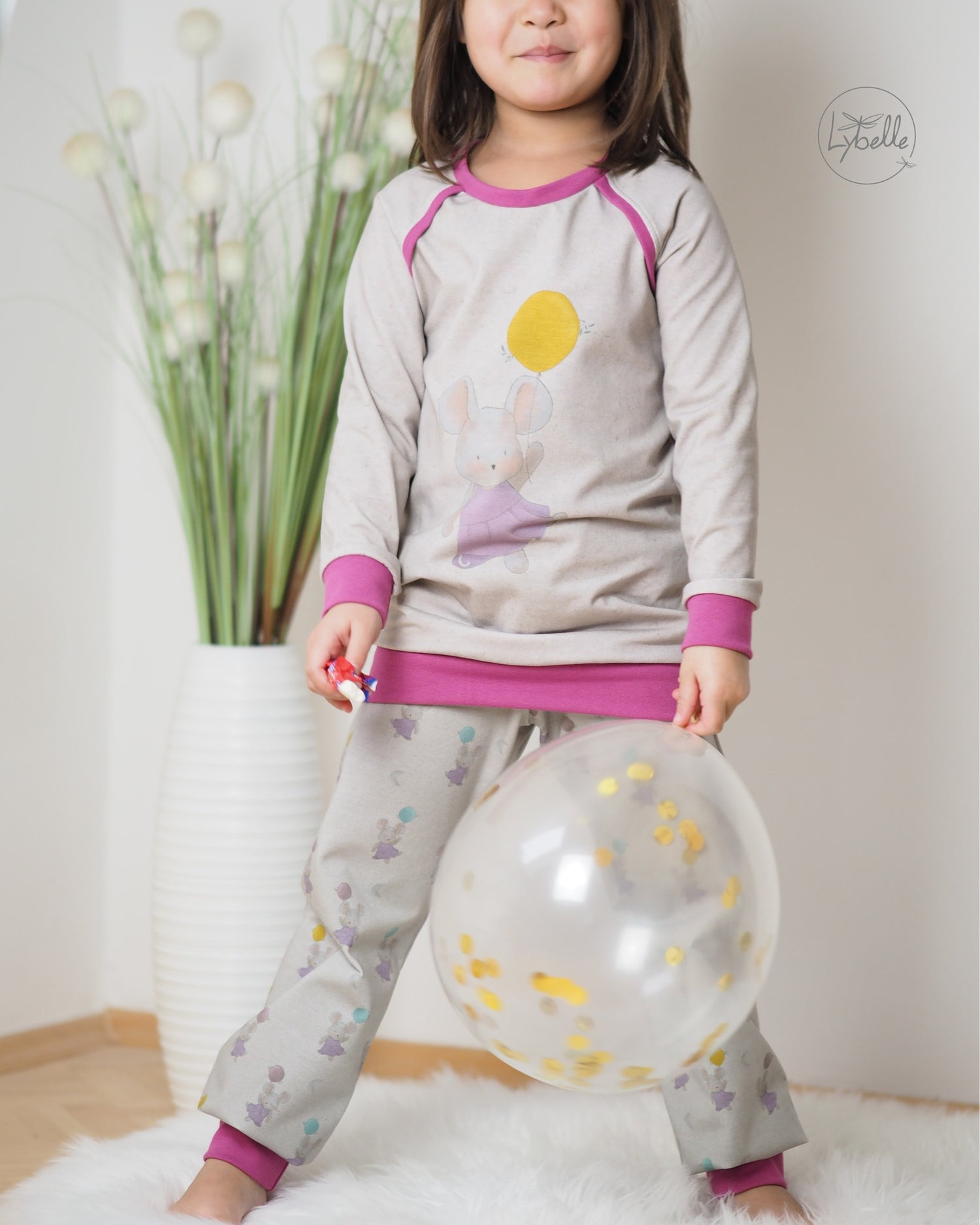 Bio-Jersey Kleine Maus mit Kleid – Rapport ca. 55-60 cm lang