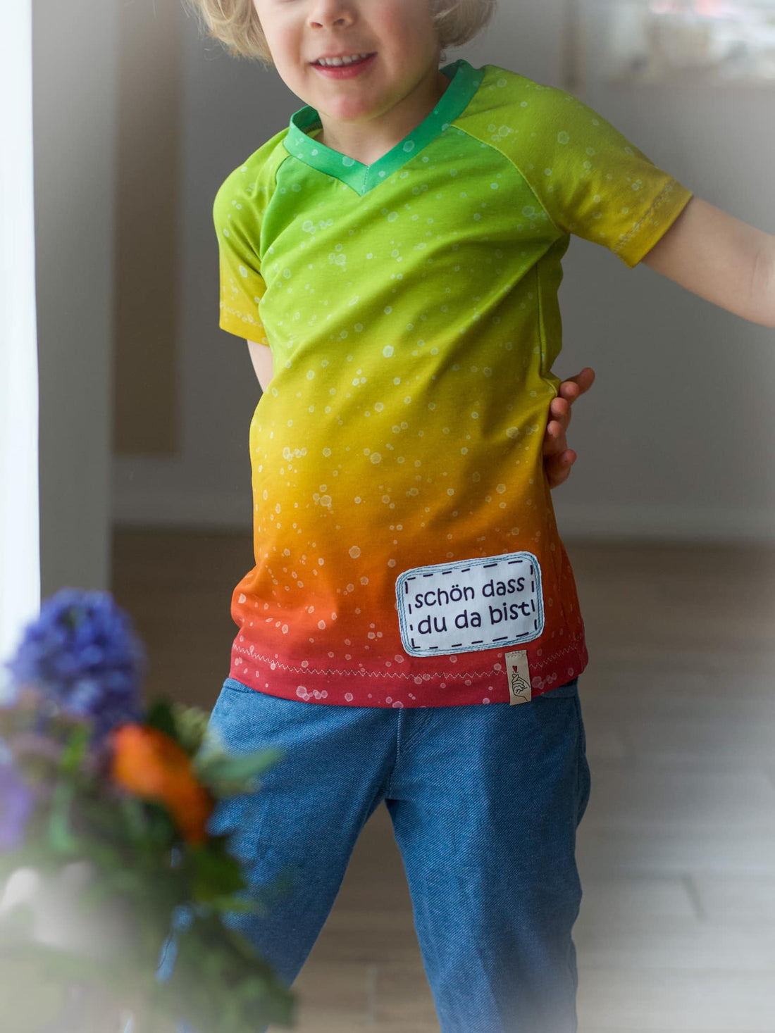 0,5m Bio-Jersey Charlie "Geburtstag" Splatter rainbow knallig 