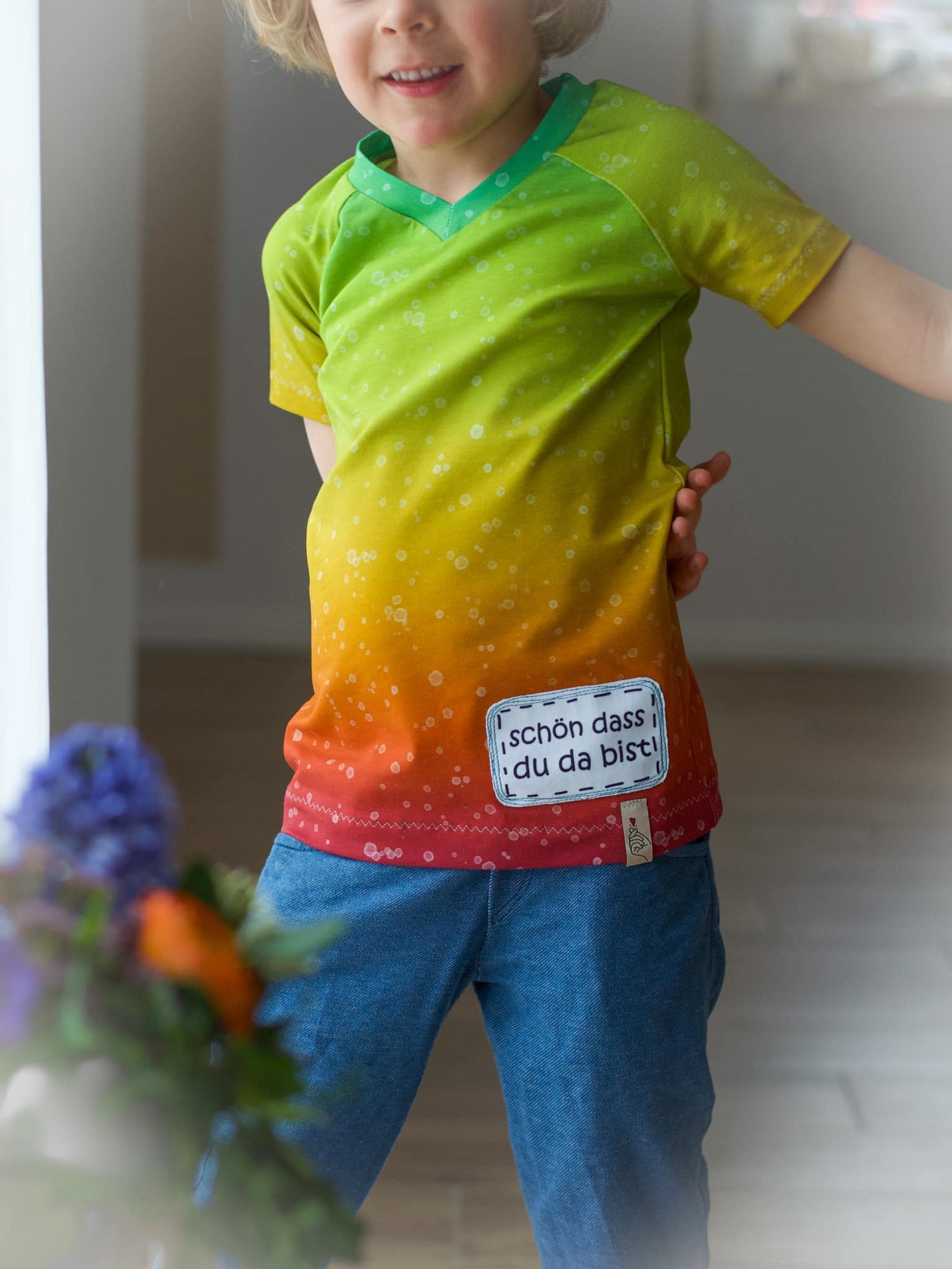 0,5m Bio-Jersey Charlie "Geburtstag" Splatter rainbow knallig 