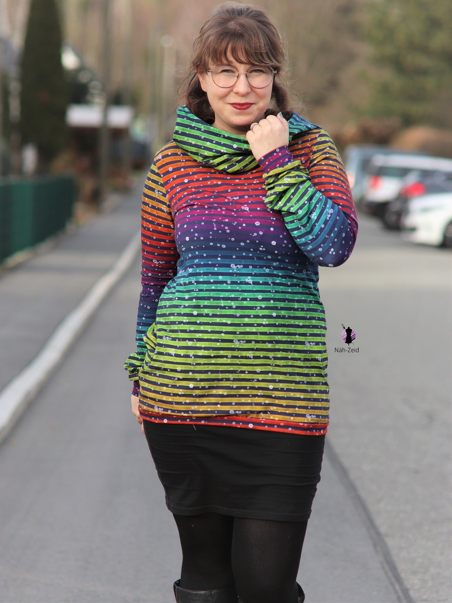 0,5m Bio-Jersey Charlie "Geburtstag" Stripes rainbow knallig 