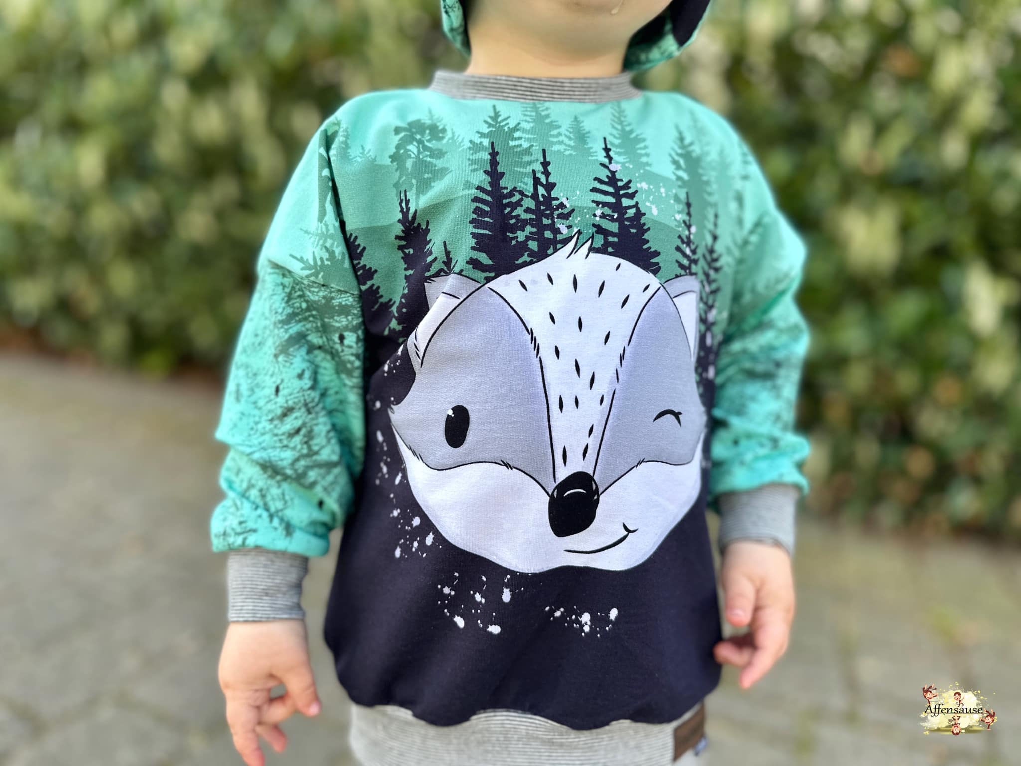 Bio-Sommersweat Limited Edition Waldfreunde Frechdachs türkis - Rapport ca. 60-65cm lang