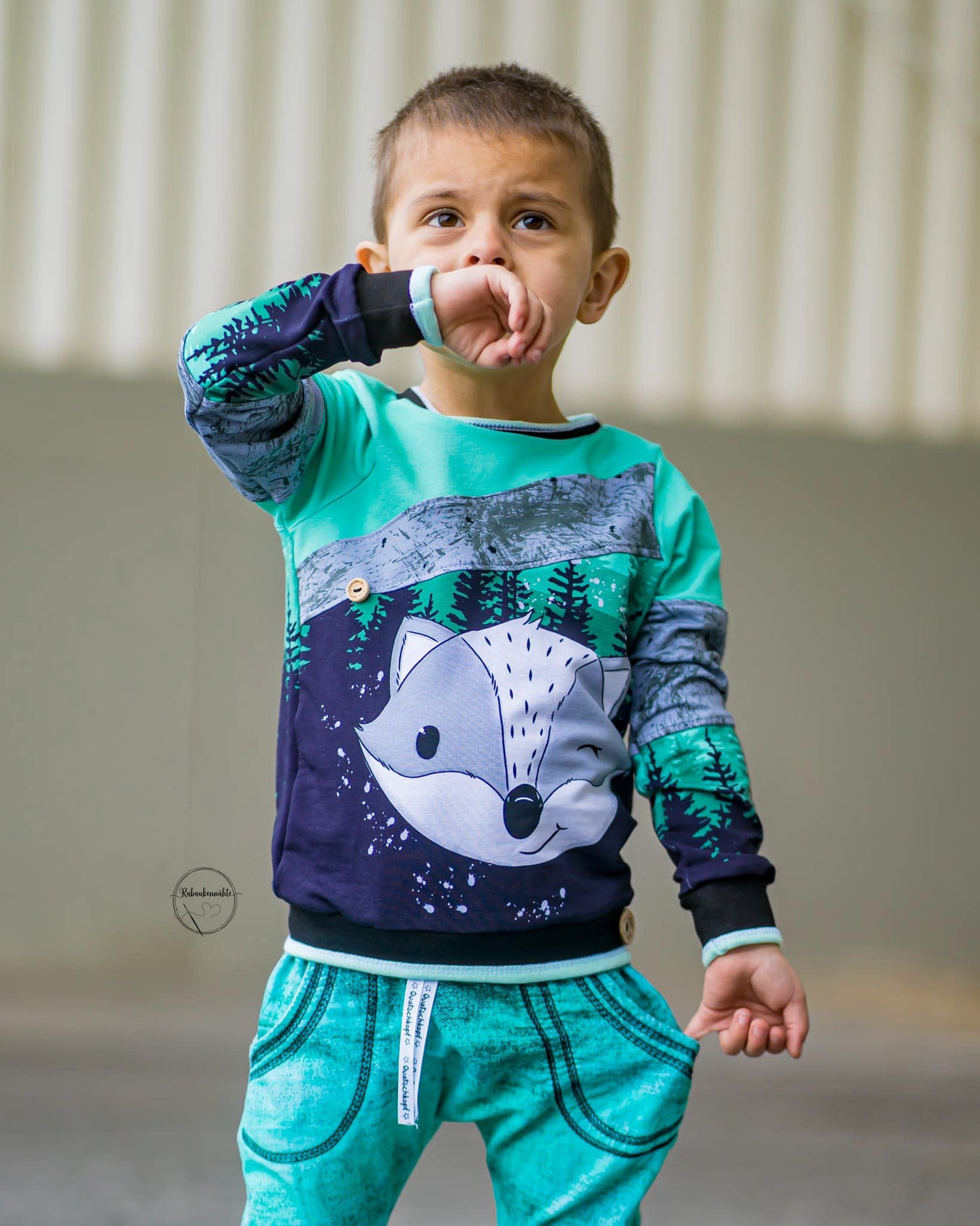 Bio-Sommersweat Limited Edition Waldfreunde Frechdachs türkis - Rapport ca. 60-65cm lang