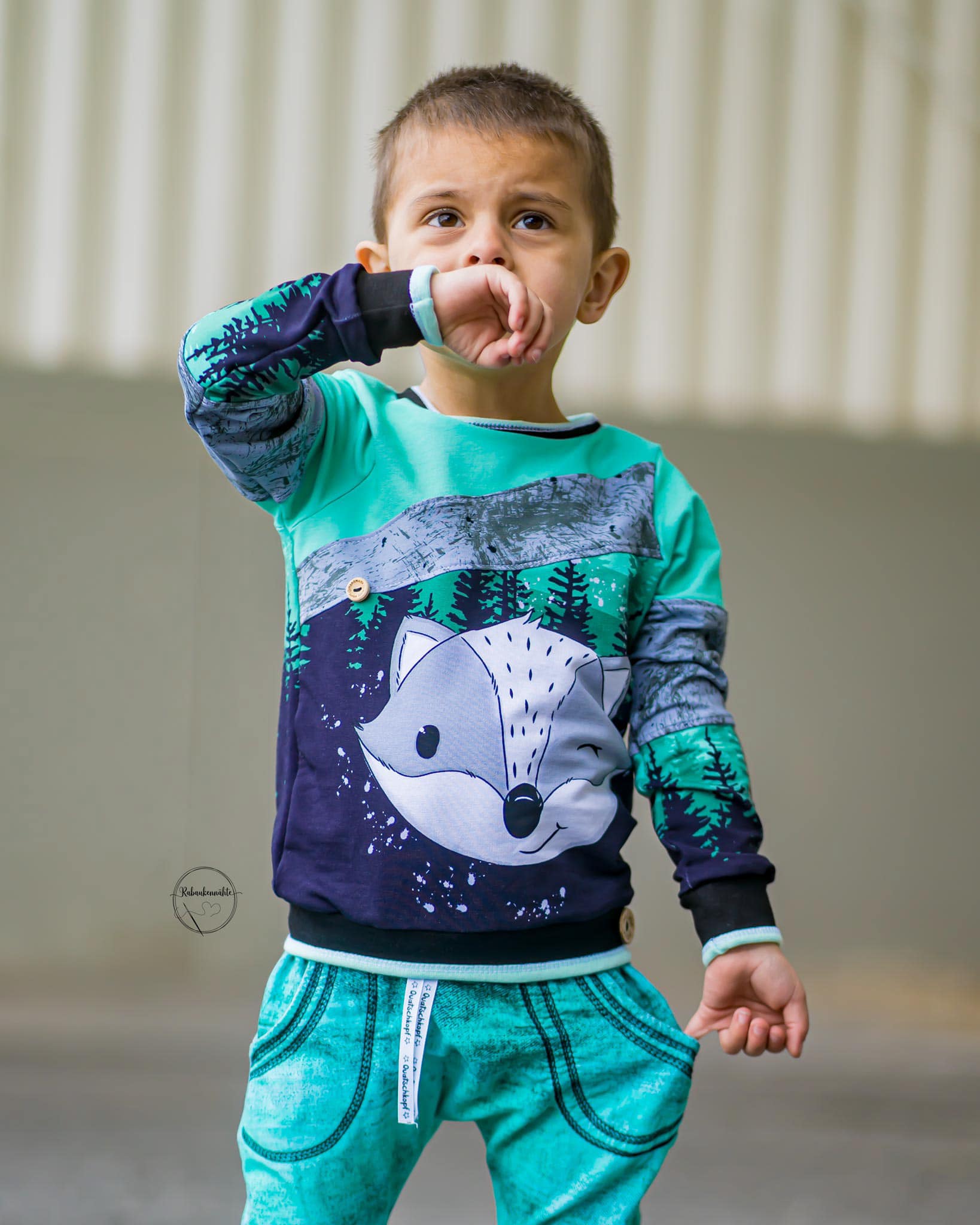 Bio-Sommersweat Limited Edition Waldfreunde Frechdachs türkis - Rapport ca. 60-65cm lang