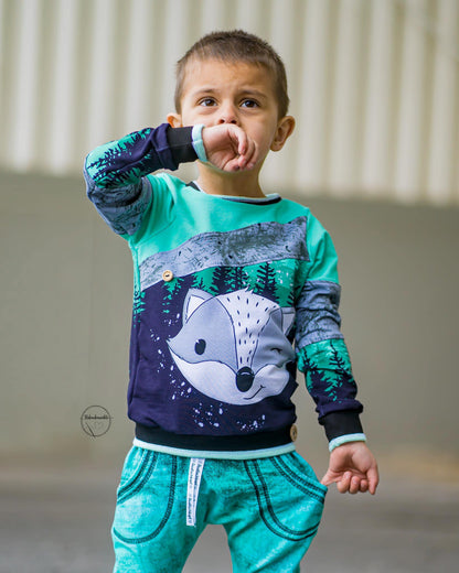 Bio-Sommersweat Limited Edition Waldfreunde Frechdachs türkis - Rapport ca. 60-65cm lang