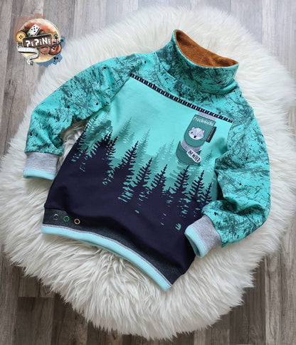 Bio-Sommersweat Limited Edition Waldfreunde Frechdachs türkis - Rapport ca. 60-65cm lang