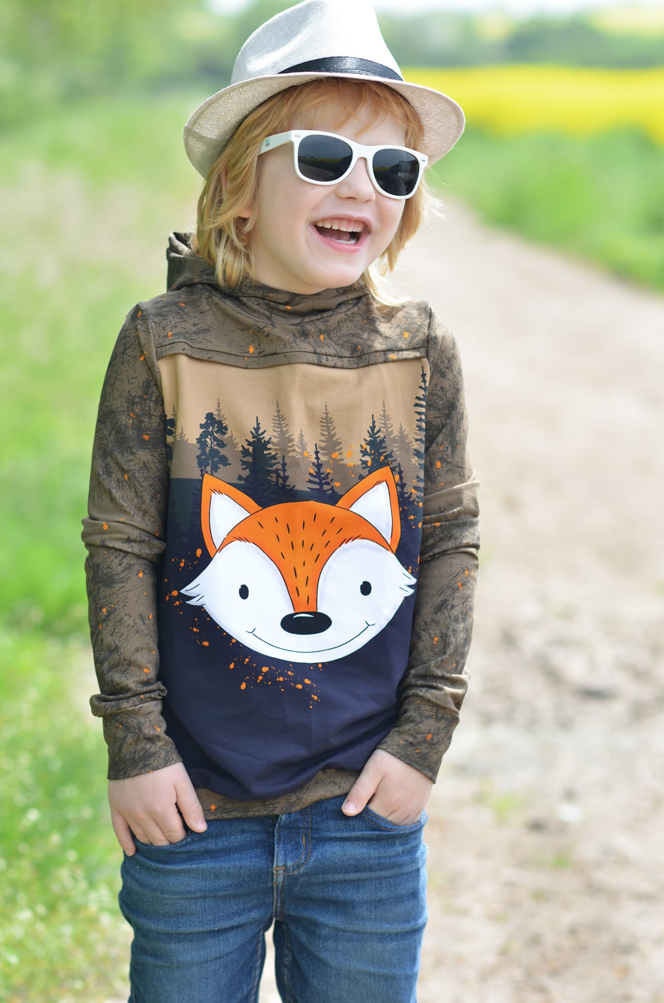 Bio-Sommersweat Limited Edition Waldfreunde Schlaufuchs braun - Rapport ca. 60-65cm lang