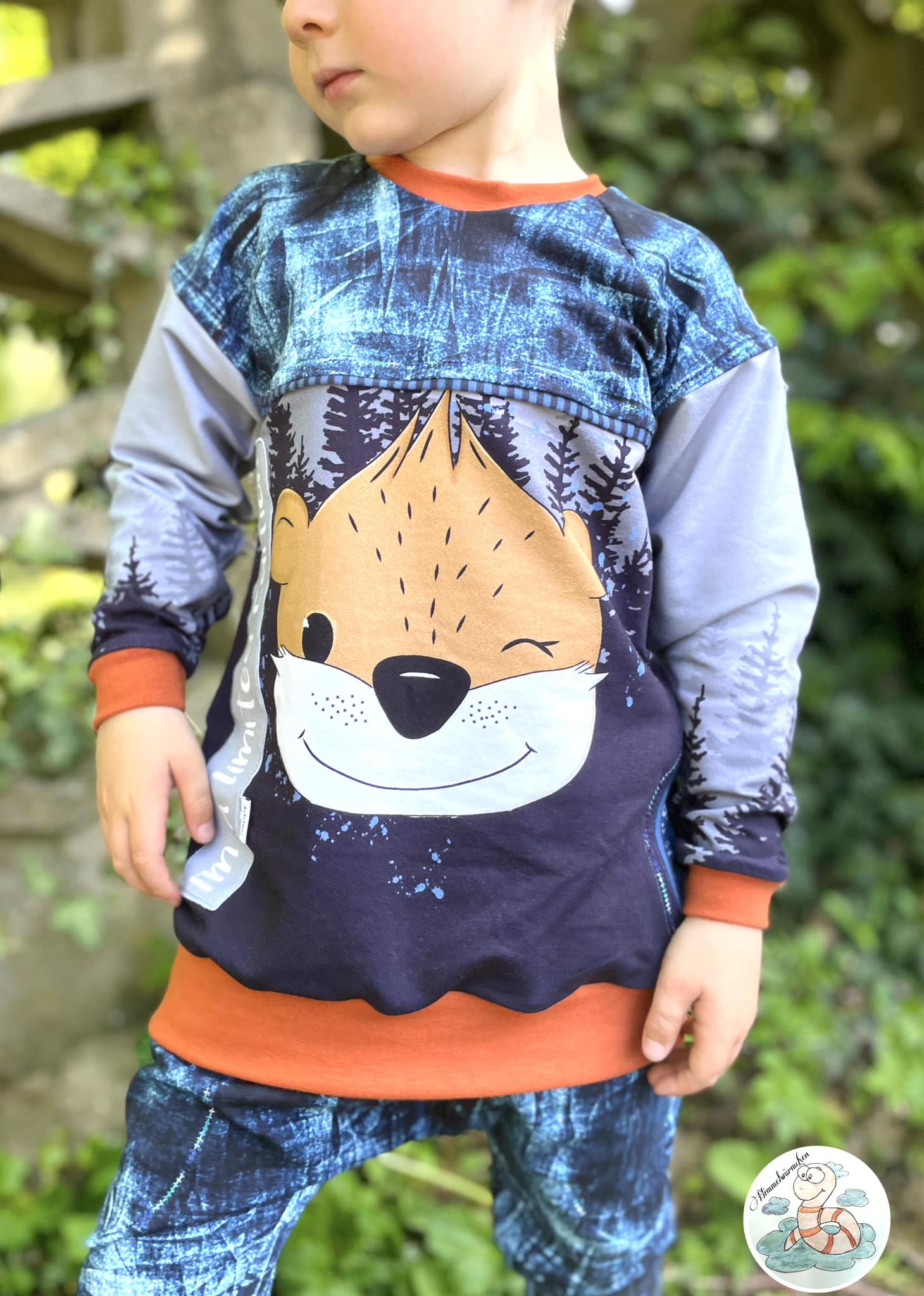 Bio-Sommersweat Limited Edition Waldfreunde Otti Otter grau - Rapport ca. 60-65cm lang