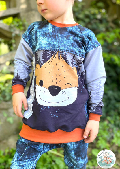 Bio-Sommersweat Limited Edition Waldfreunde Otti Otter grau - Rapport ca. 60-65cm lang