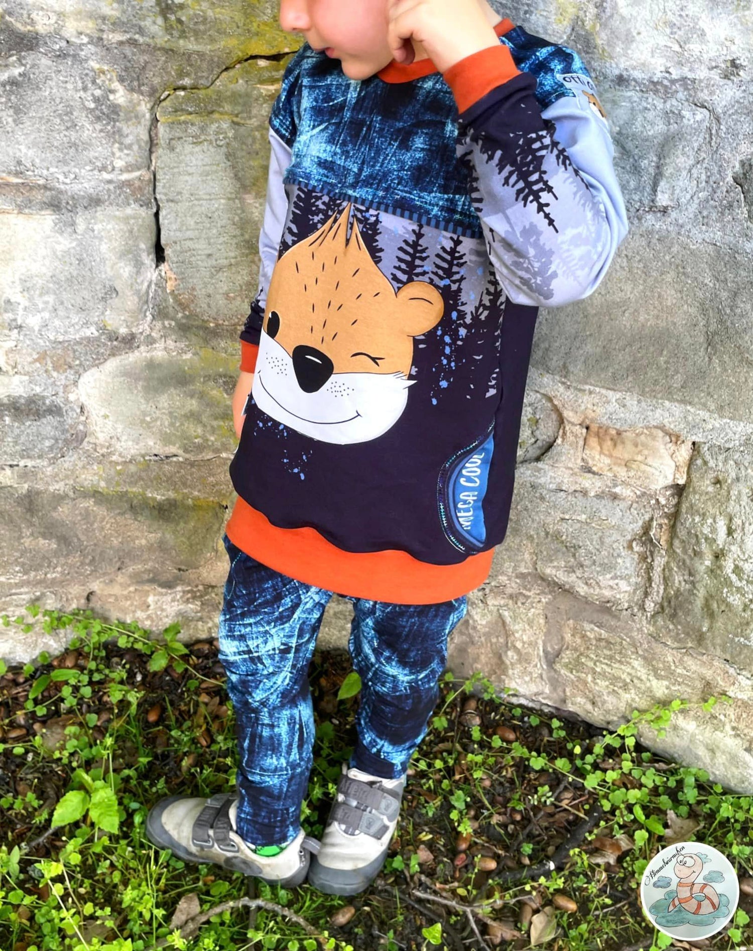 Bio-Sommersweat Limited Edition Waldfreunde Otti Otter grau - Rapport ca. 60-65cm lang