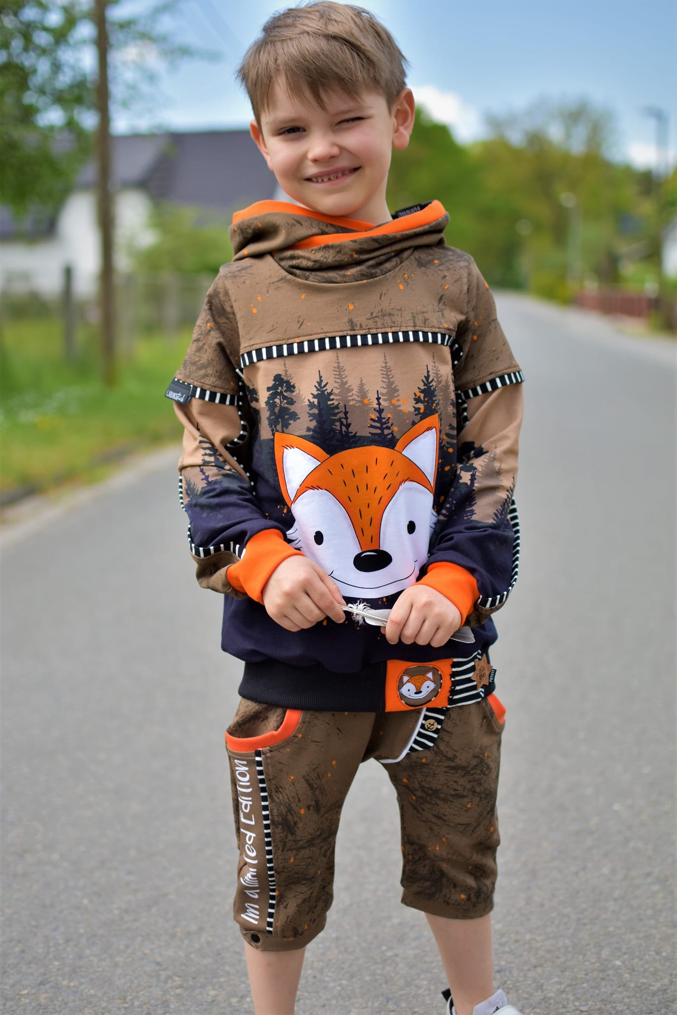 Bio-Sommersweat Limited Edition Waldfreunde Schlaufuchs braun - Rapport ca. 60-65cm lang