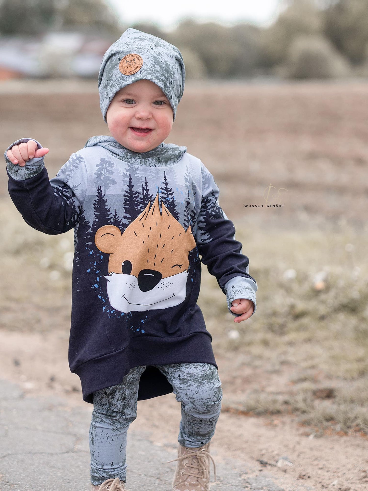 Bio-Sommersweat Limited Edition Waldfreunde Otti Otter grau - Rapport ca. 60-65cm lang