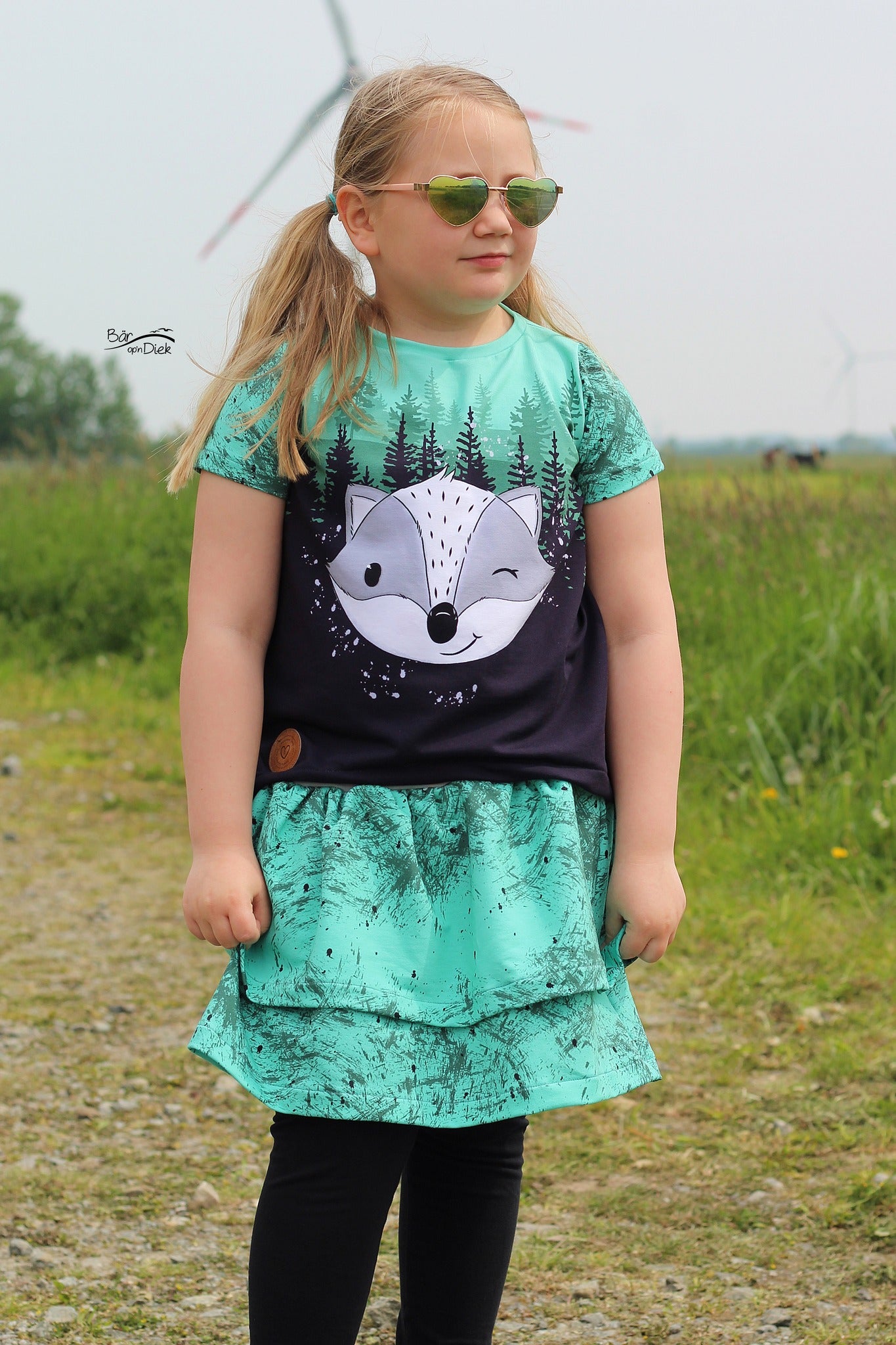 Bio-Sommersweat Limited Edition Waldfreunde Frechdachs türkis - Rapport ca. 60-65cm lang