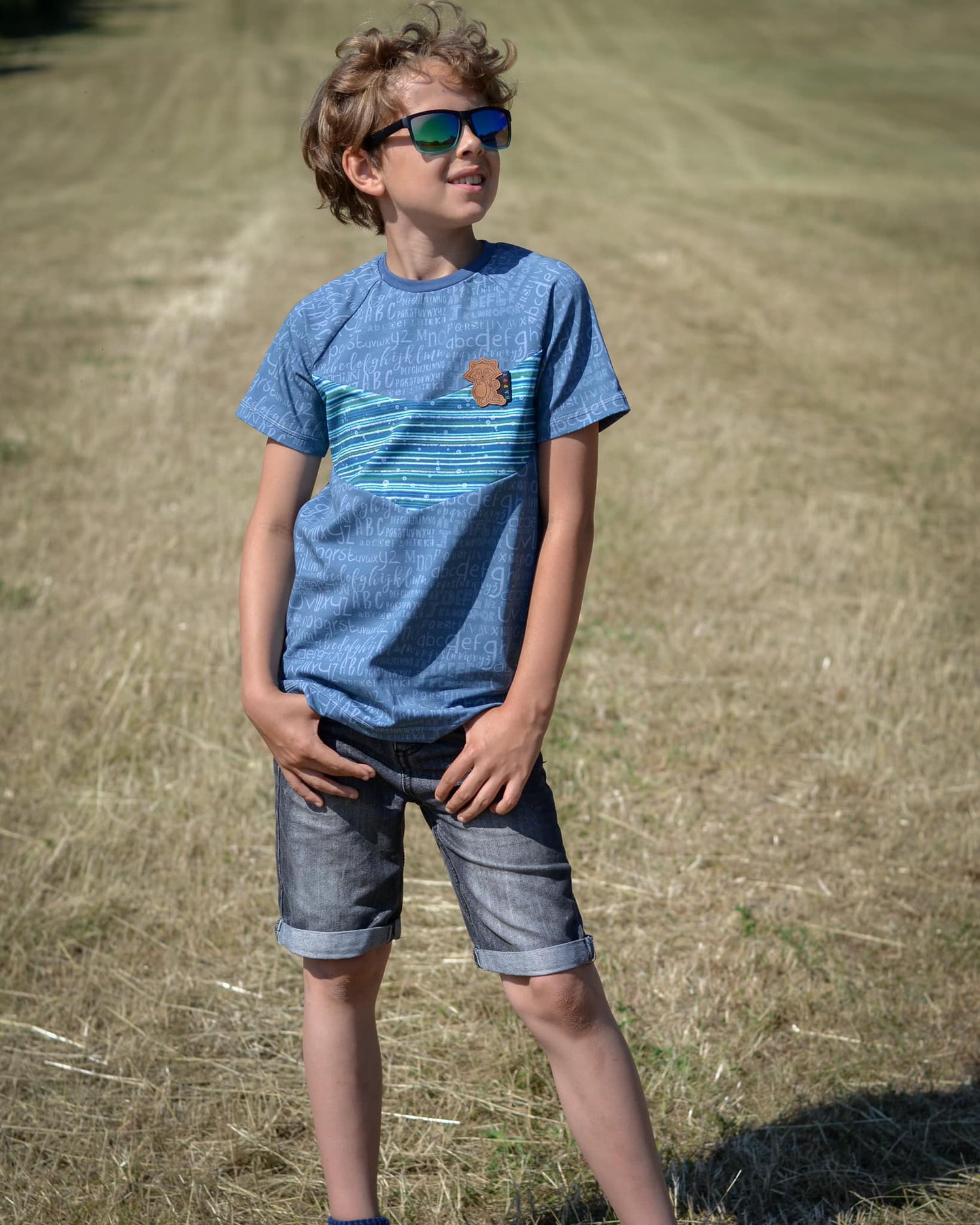 0,5m Bio-Jersey Leseratte ABC-Kombi nebelgrau 