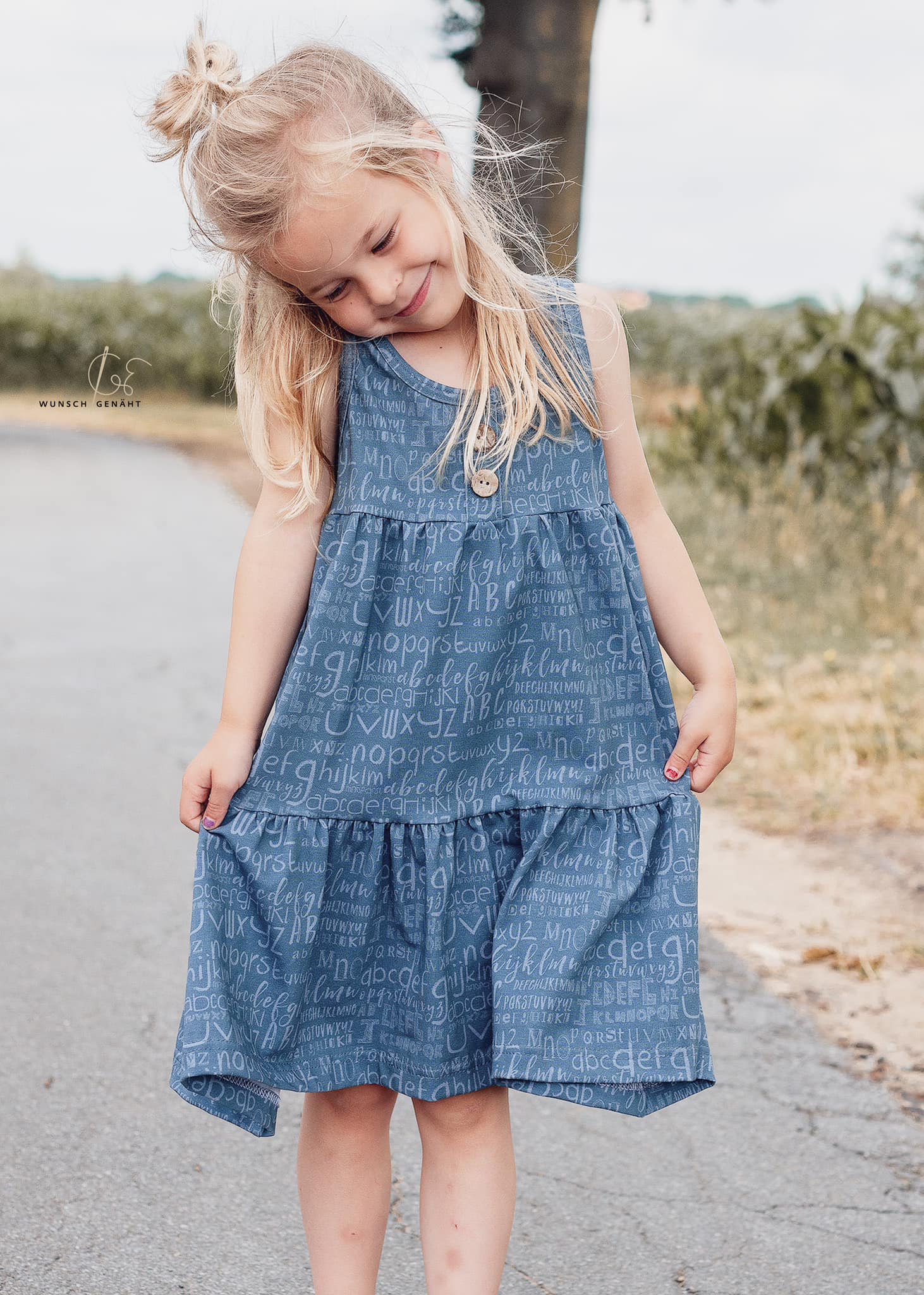 0,5m Bio-Jersey Leseratte ABC-Kombi nebelgrau 