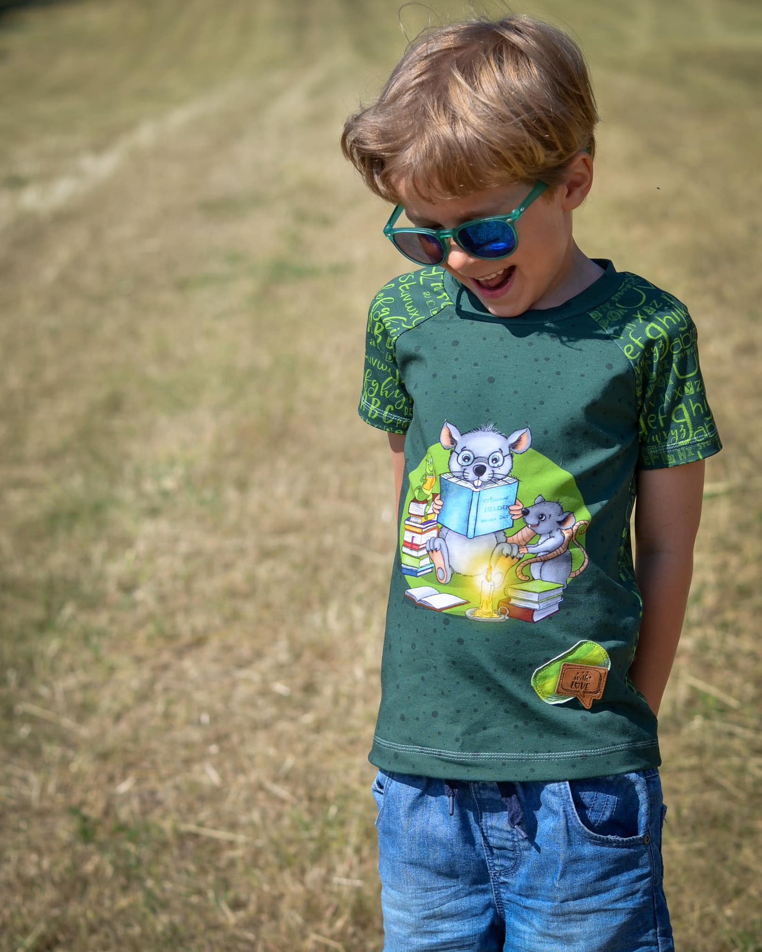 Bio-Jersey Leseratte waldgrün 