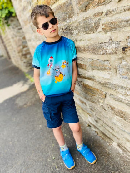 Bio-Jersey Charlie &quot;Little Explorer&quot; blau-weiß 