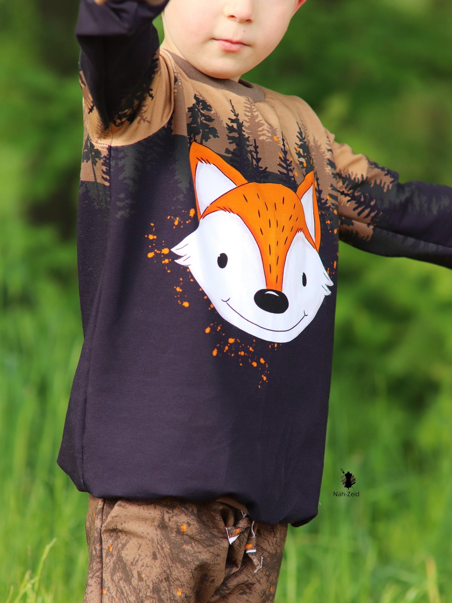 Bio-Sommersweat Limited Edition Waldfreunde Schlaufuchs braun - Rapport ca. 60-65cm lang