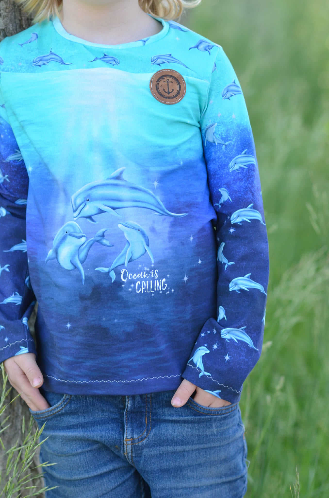 Bio-Jersey "Ocean is calling" Verlauf blau-türkis (