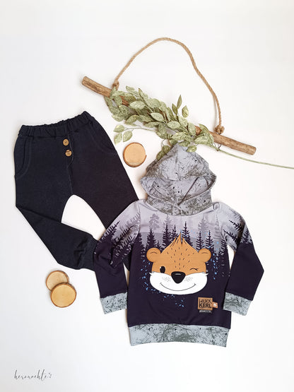 Bio-Sommersweat Limited Edition Waldfreunde Otti Otter grau - Rapport ca. 60-65cm lang