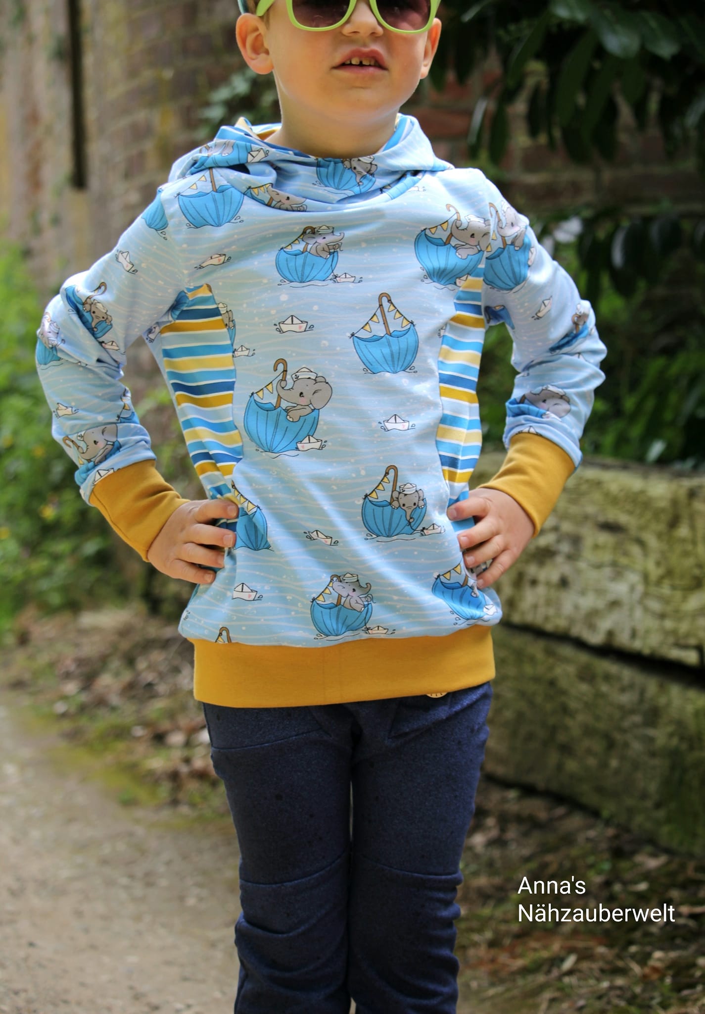 0,5m Bio-Jersey "Ahoi, kleiner Elefant" hell