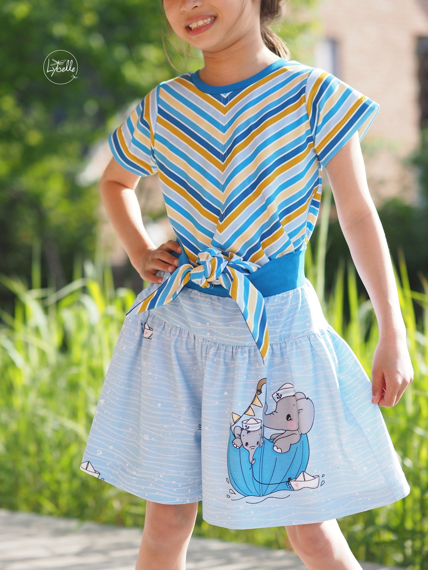 Bio-Jersey "Ahoi, kleiner Elefant" hell - Rapport ca. 60 cm (+/- 5 cm)