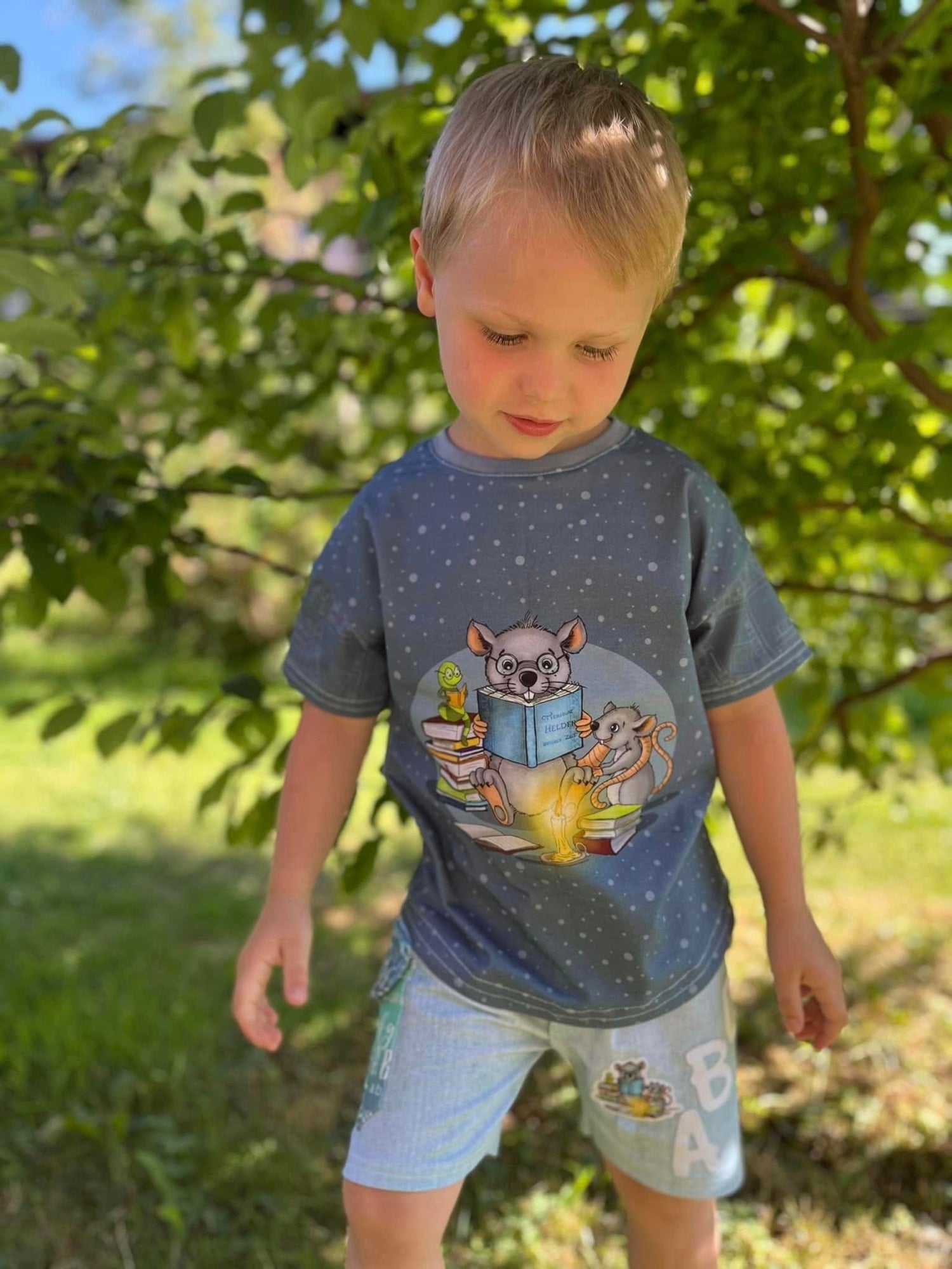 Bio-Jersey Leseratte nebelgrau 