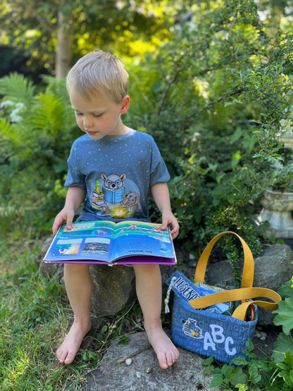 0,5m Bio-Jersey Leseratte ABC-Kombi nebelgrau 