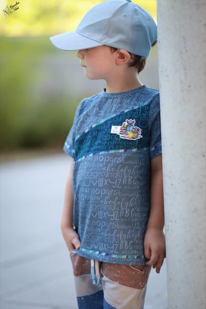 0,5m Bio-Jersey Leseratte ABC-Kombi nebelgrau 