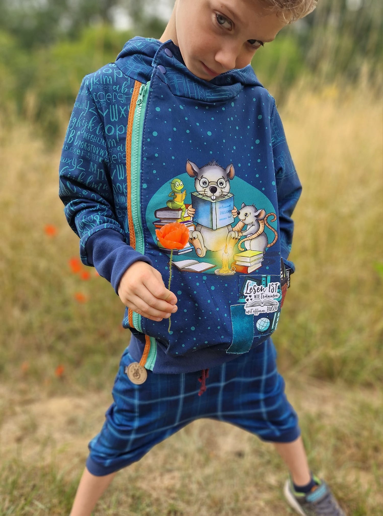 Bio-Jersey Leseratte dunkelpetrol 