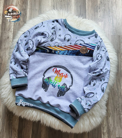 Bio-Sommersweat Music &quot;Musik an. Welt aus.&quot; graumeliert 