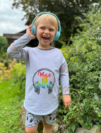 Bio-Sommersweat Music &quot;Musik an. Welt aus.&quot; graumeliert 