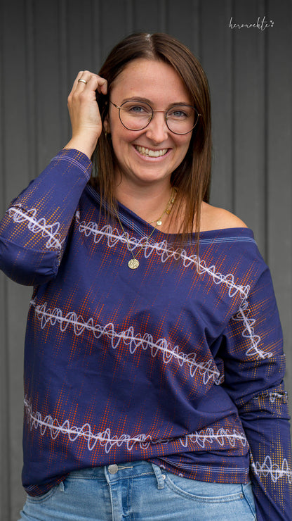 0,5m Bio-Sommersweat Music Soundwave-Kombi lightdenim-orange 