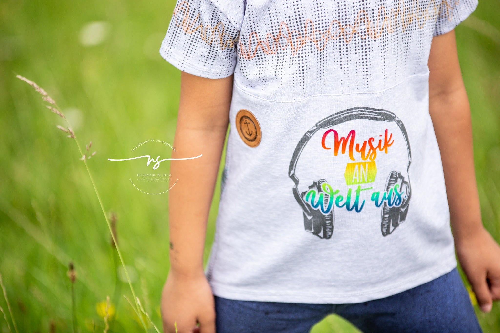 Bio-Sommersweat Music &quot;Musik an. Welt aus.&quot; graumeliert 