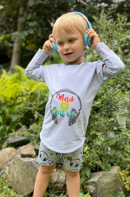 Bio-Sommersweat Music &quot;Musik an. Welt aus.&quot; graumeliert 