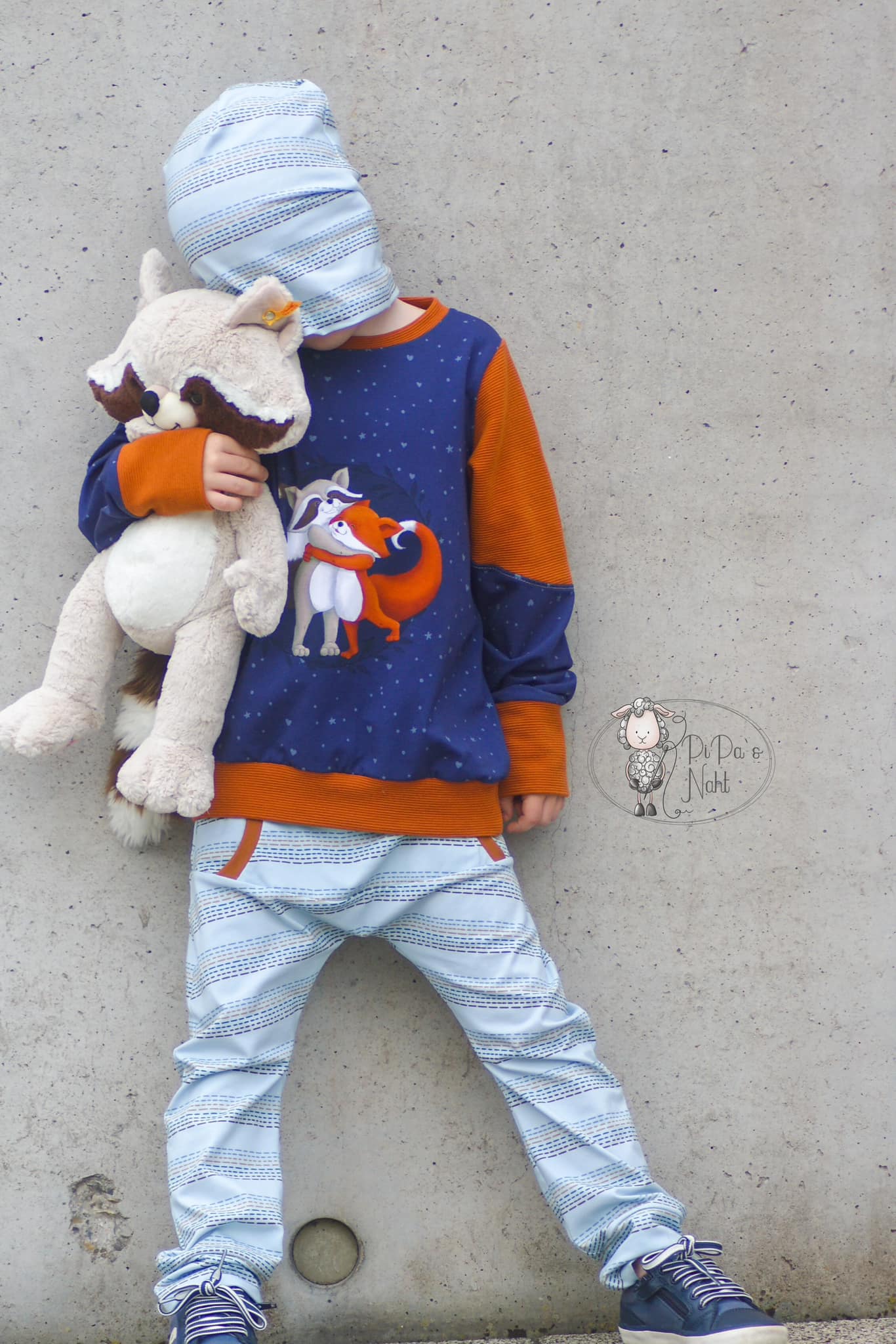 0,5m Bio-Jersey Charlie &quot;Big Hug&quot; Stripes babyblaugrau 