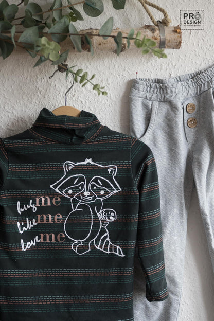 0,5m Bio-Jersey Charlie &quot;Big Hug&quot; Stripes dunkelgrau 