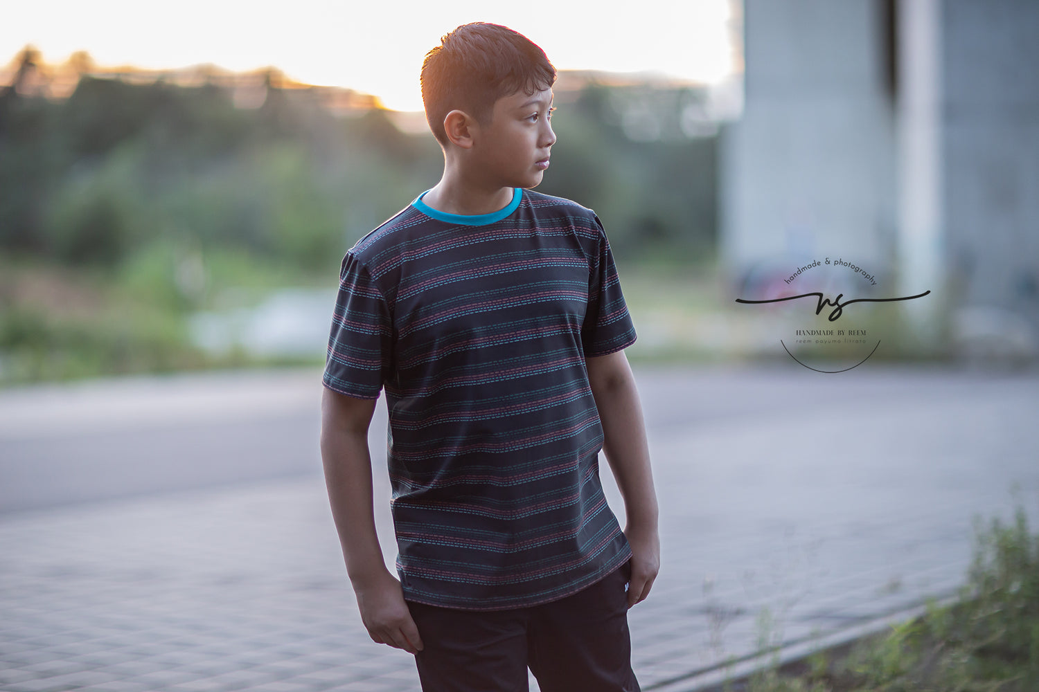 0,5m Bio-Jersey Charlie &quot;Big Hug&quot; Stripes dunkelgrau 