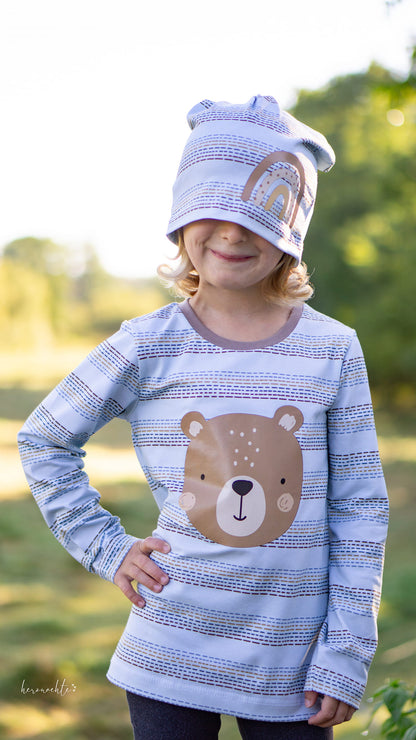 0,5m Bio-Jersey Charlie &quot;Big Hug&quot; Stripes babyblaugrau 