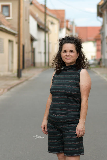 0,5m Bio-Jersey Charlie &quot;Big Hug&quot; Stripes dunkelgrau 