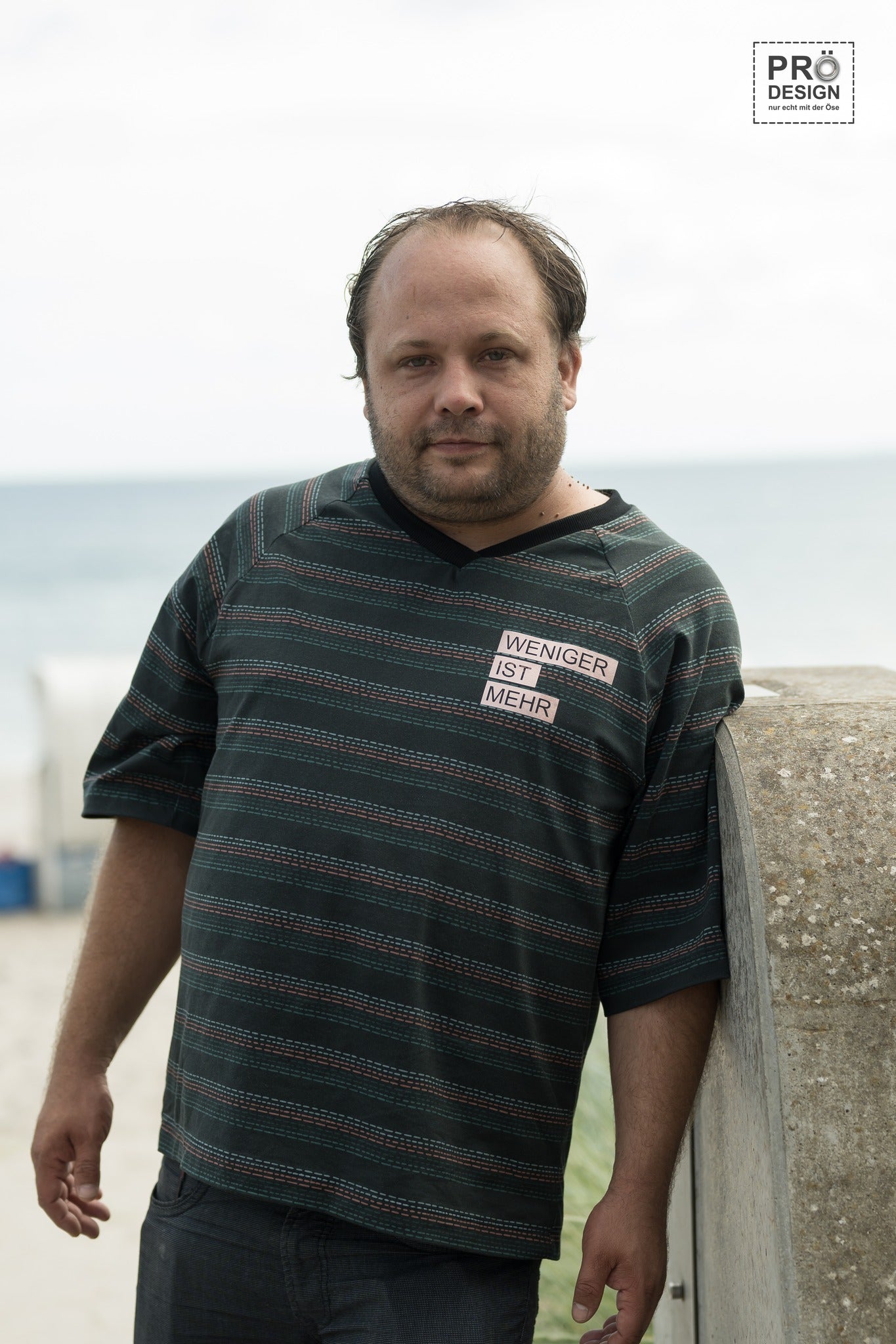 0,5m Bio-Jersey Charlie &quot;Big Hug&quot; Stripes dunkelgrau 