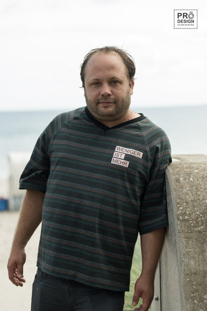 0,5m Bio-Jersey Charlie &quot;Big Hug&quot; Stripes dunkelgrau 