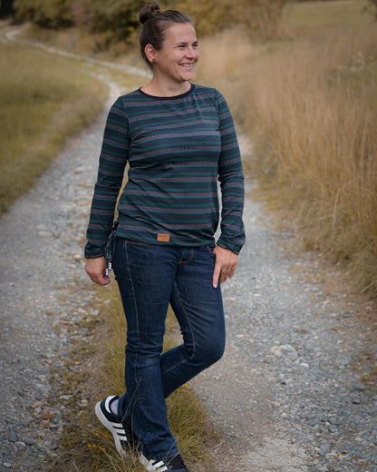 0,5m Bio-Jersey Charlie &quot;Big Hug&quot; Stripes dunkelgrau 