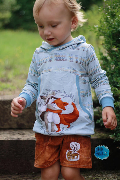 0,5m Bio-Jersey Charlie &quot;Big Hug&quot; Stripes babyblaugrau 